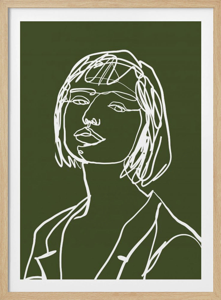 Lijnkunst vrouwelijk groen | Poster
