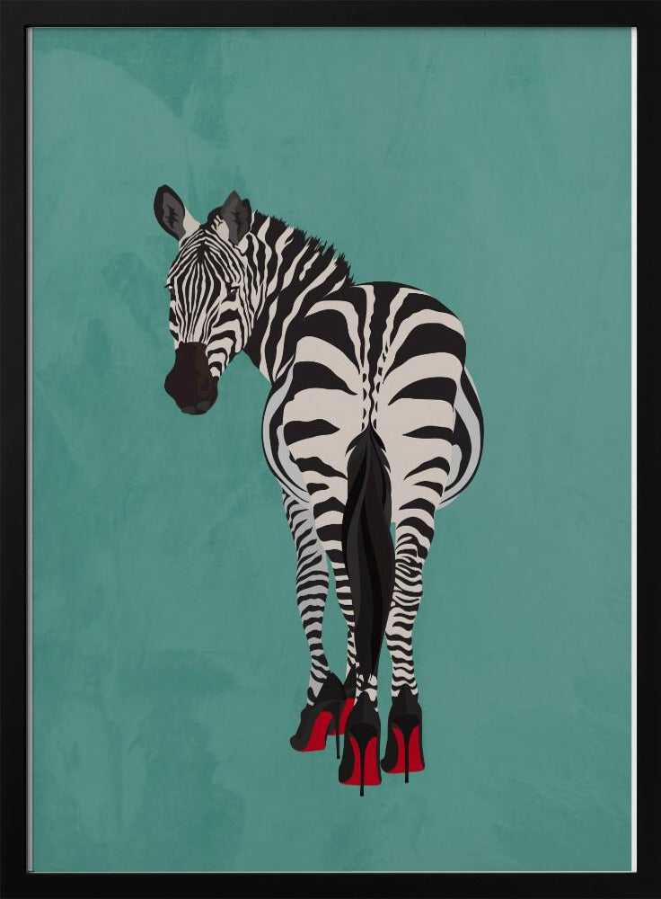 Zebra in hakken blauwgroen | Poster
