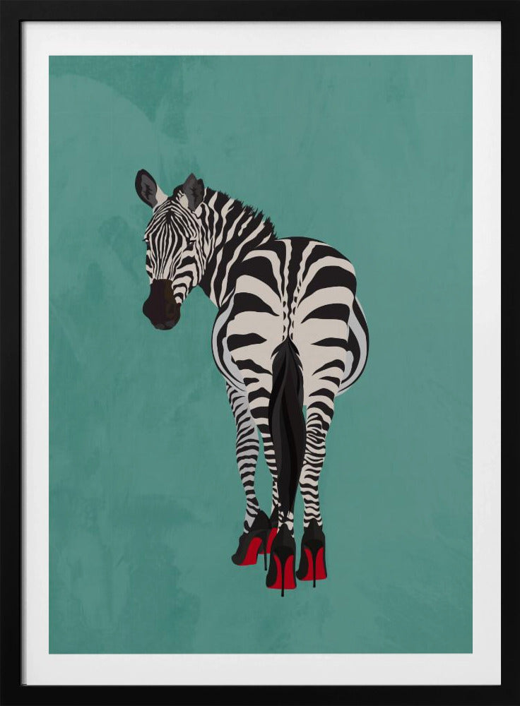 Zebra in hakken blauwgroen | Poster