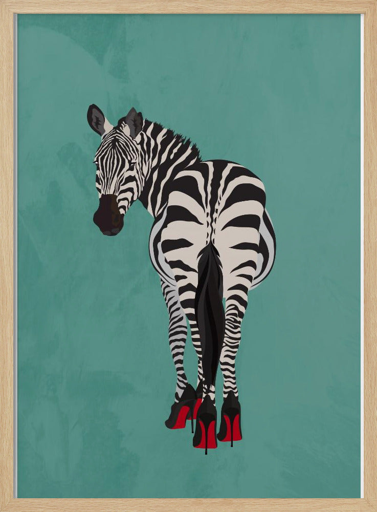 Zebra in hakken blauwgroen | Poster