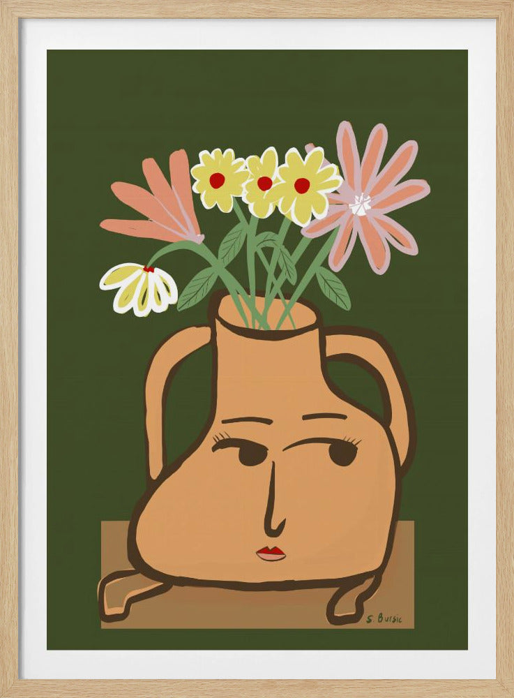 Dame vaas met bloemen | Poster