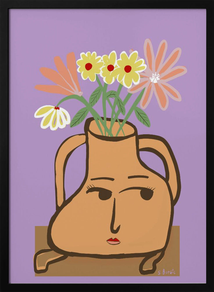 Dame vaas met bloemen | Poster
