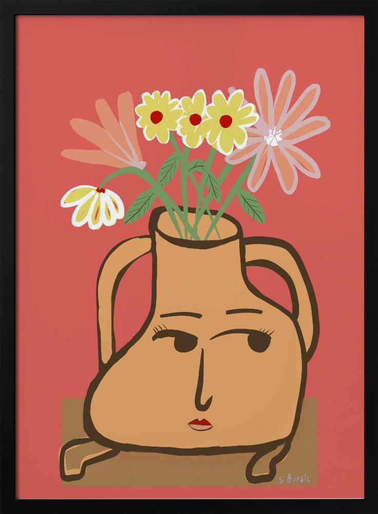 Dame vaas met bloemen | Poster