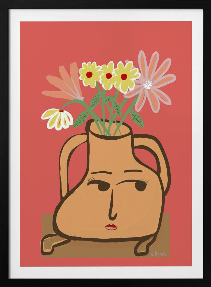 Dame vaas met bloemen | Poster
