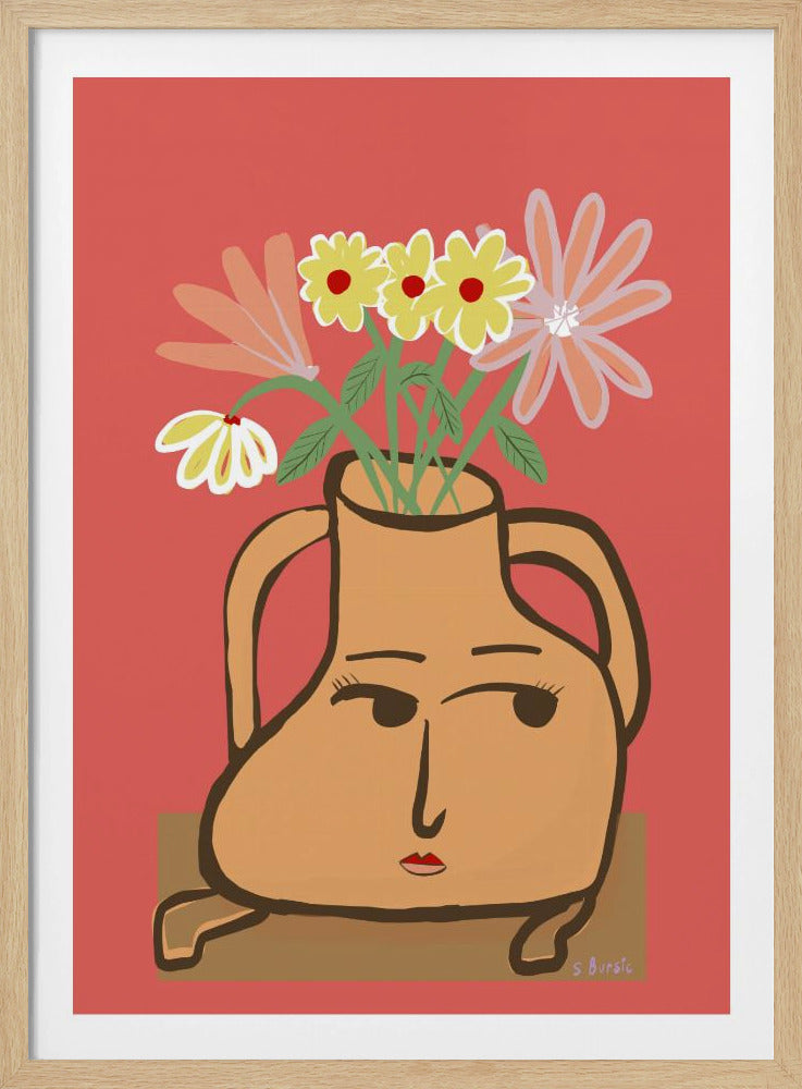 Dame vaas met bloemen | Poster