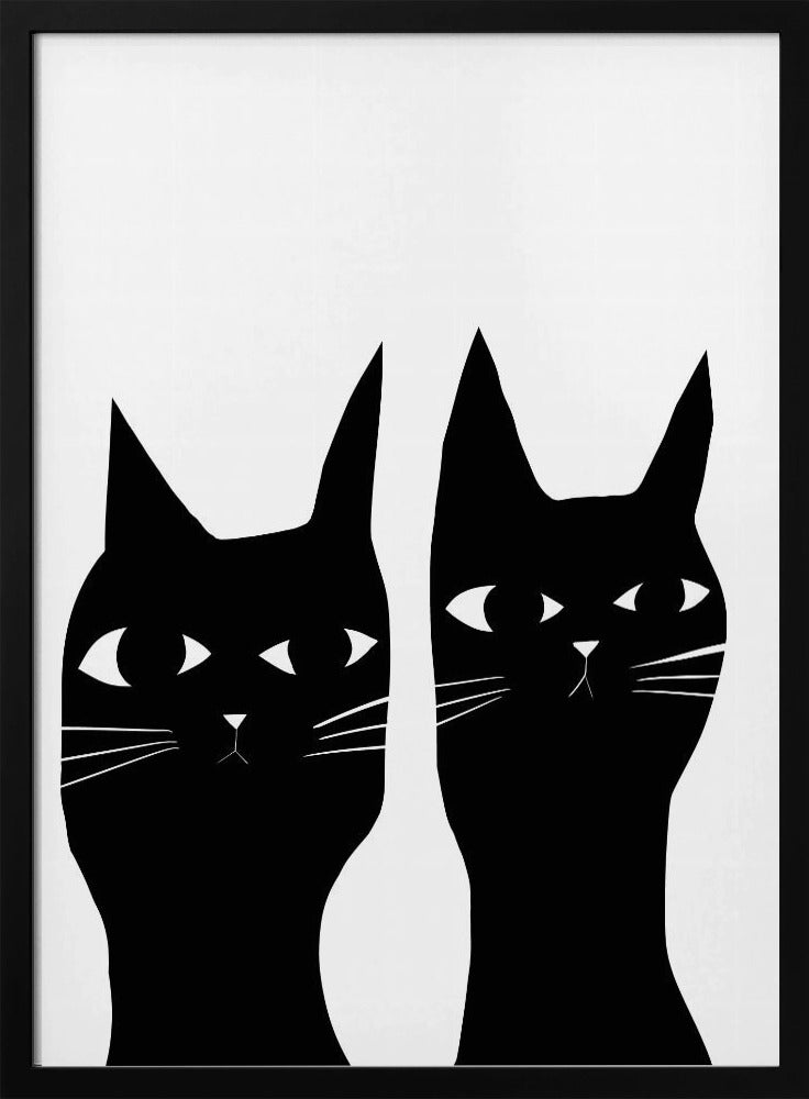 Twee zwarte katten | Poster