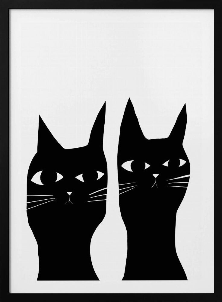 Twee zwarte katten | Poster