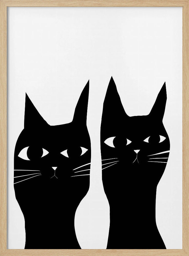 Twee zwarte katten | Poster