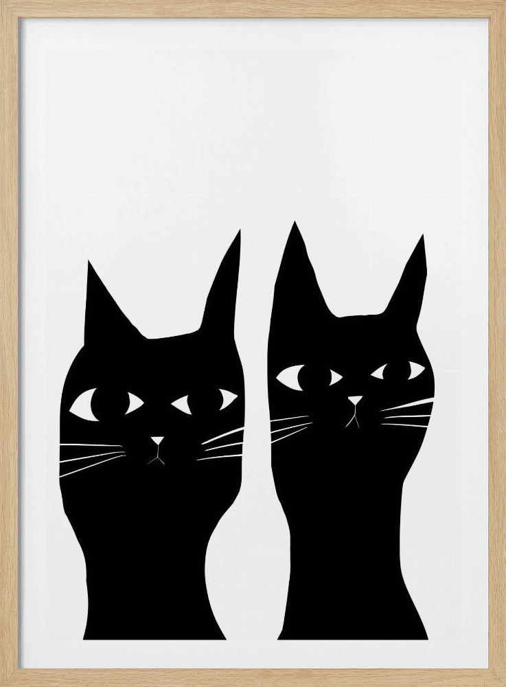 Twee zwarte katten | Poster