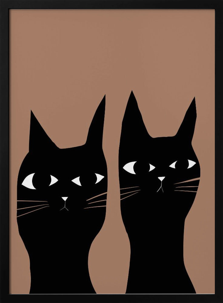 Twee zwarte katten | Poster