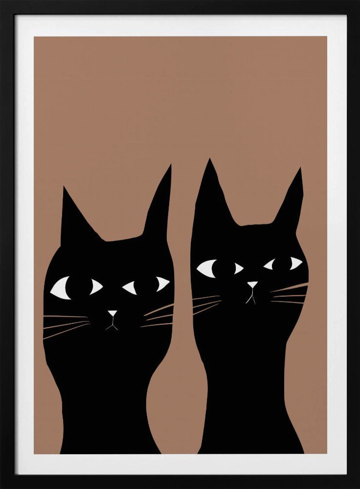 Twee zwarte katten | Poster