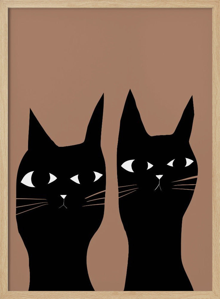 Twee zwarte katten | Poster