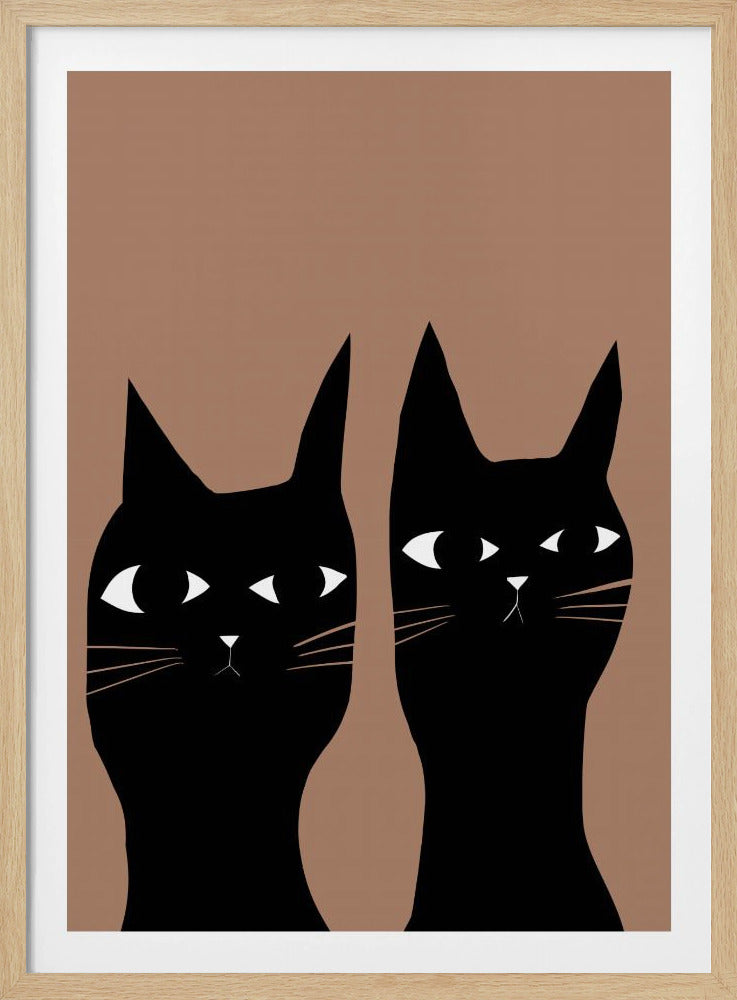 Twee zwarte katten | Poster
