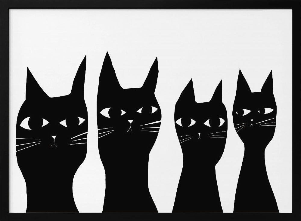 Vier zwarte katten | Poster