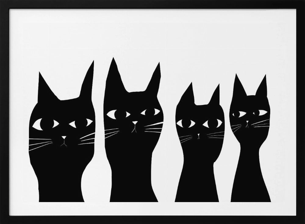 Vier zwarte katten | Poster