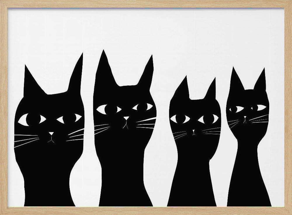 Vier zwarte katten | Poster
