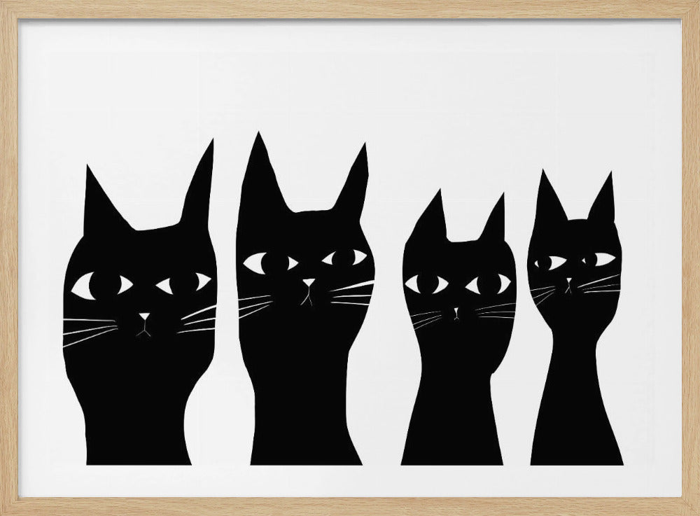 Vier zwarte katten | Poster