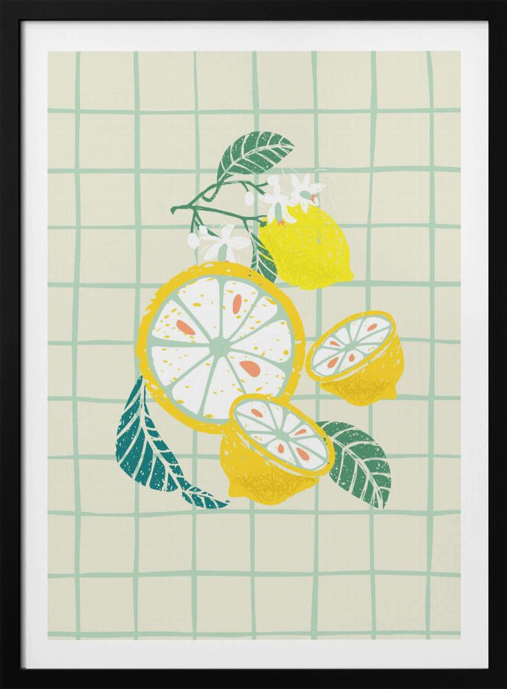 Citroenschijfje met blaadjes | Poster