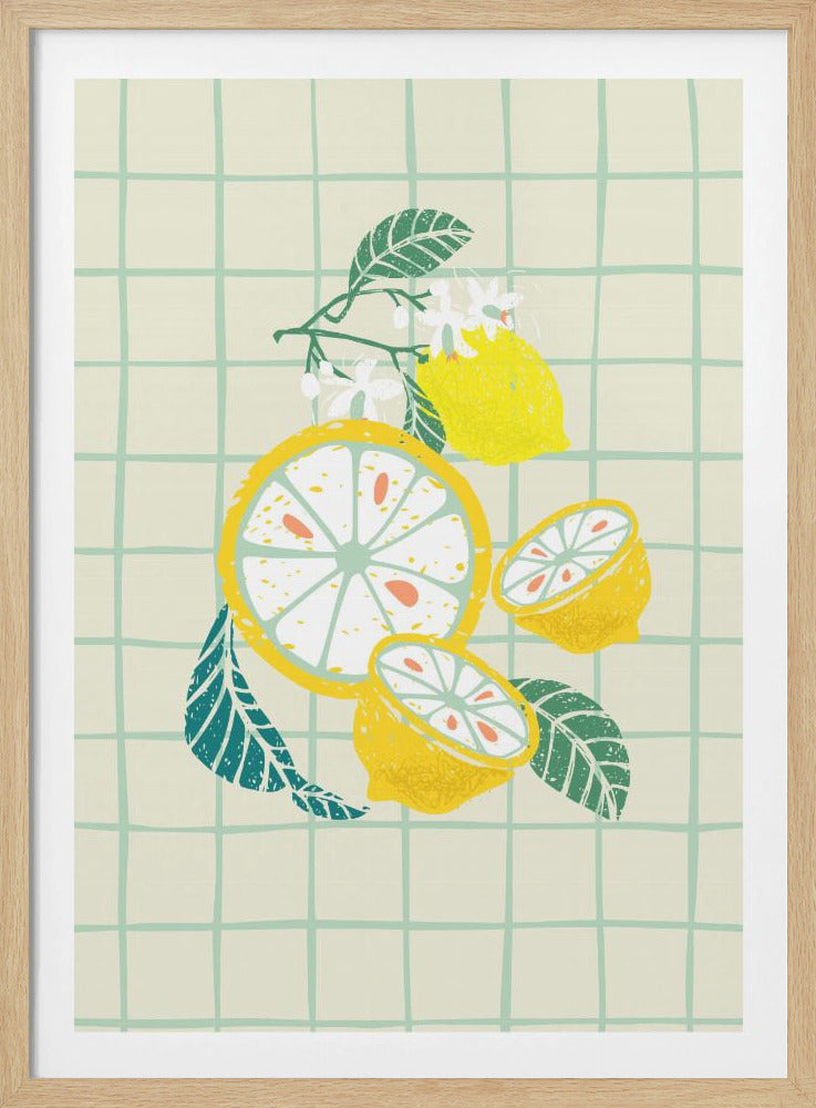 Citroenschijfje met blaadjes | Poster