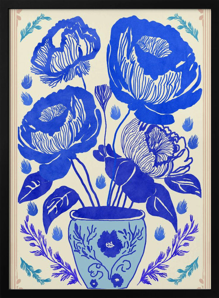 Blauwe Bloesem Vaas | Poster
