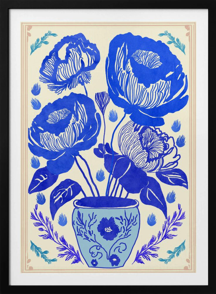 Blauwe Bloesem Vaas | Poster