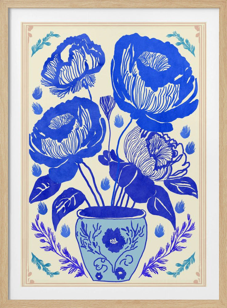 Blauwe Bloesem Vaas | Poster