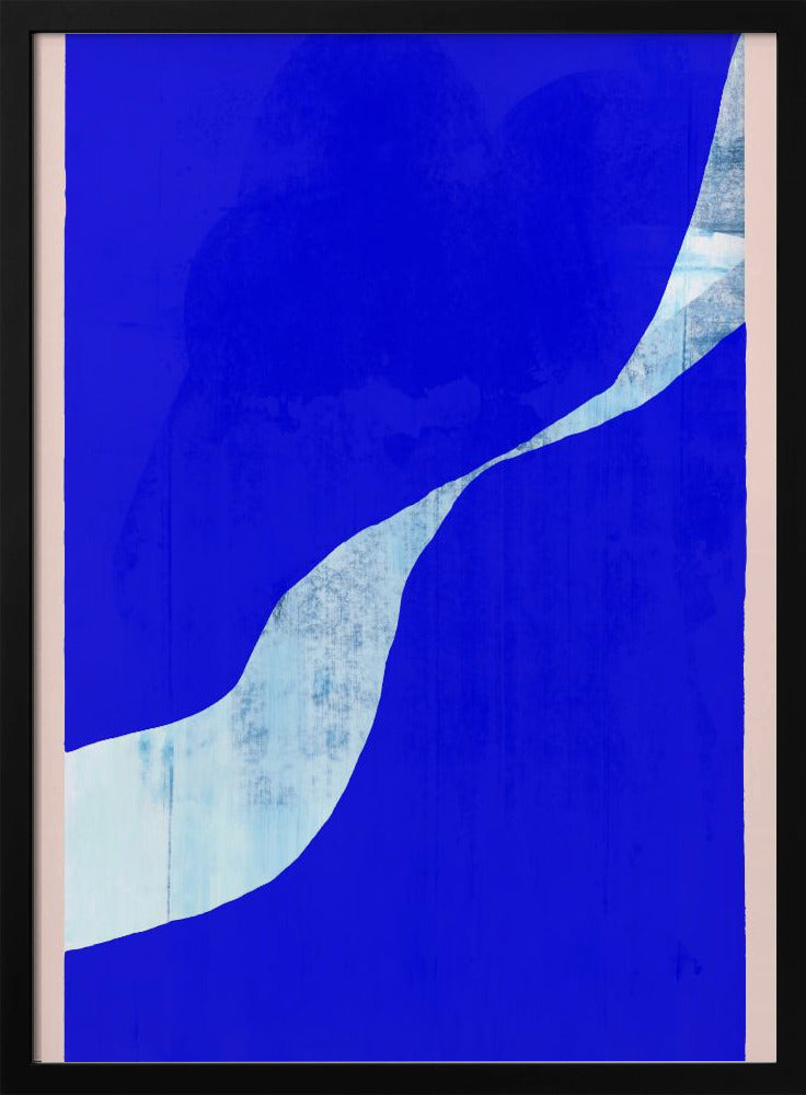 Blauwe achtergrond met een dynamische witte curve | Poster