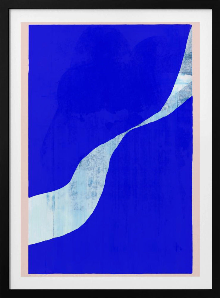 Blauwe achtergrond met een dynamische witte curve | Poster
