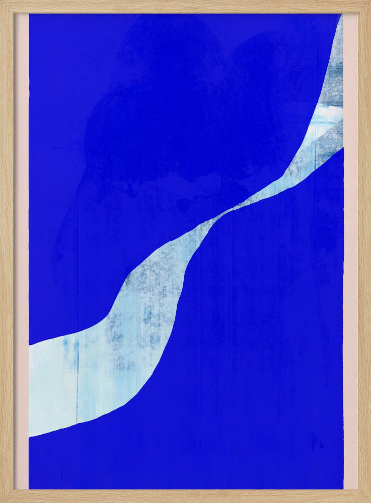 Blauwe achtergrond met een dynamische witte curve | Poster