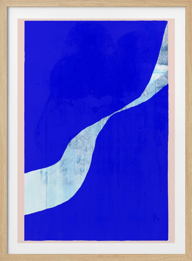 Blauwe achtergrond met een dynamische witte curve | Poster