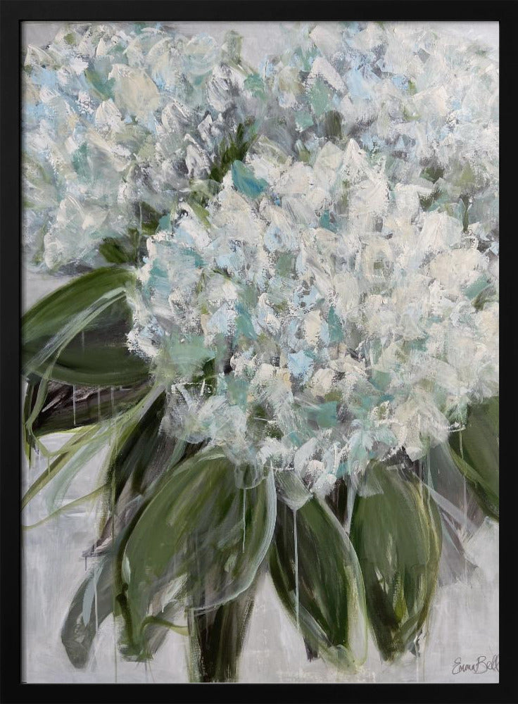 Delicate witte en blauwe hortensia's | Poster