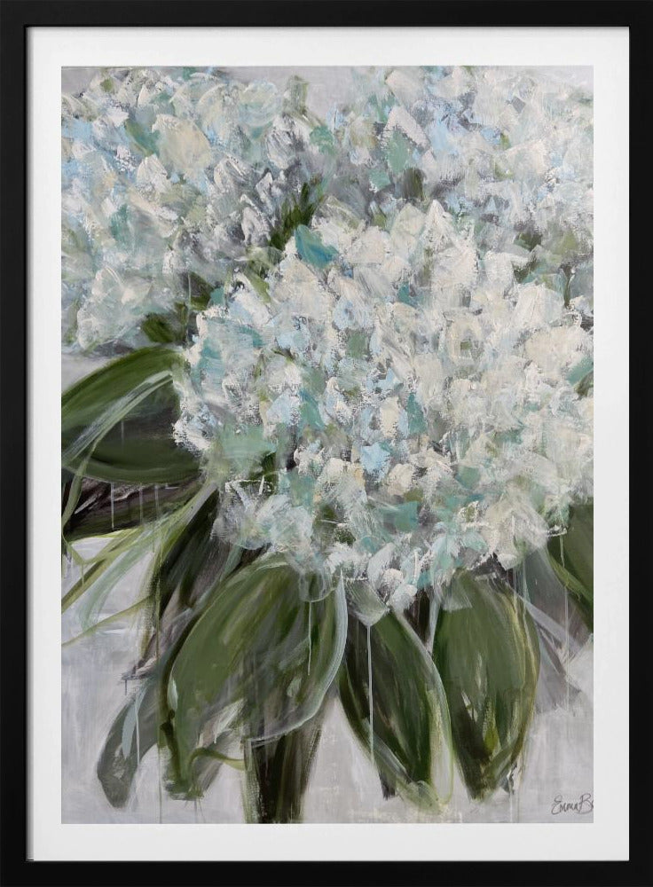 Delicate witte en blauwe hortensia's | Poster