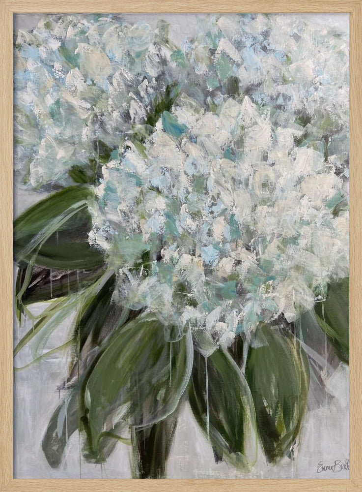 Delicate witte en blauwe hortensia's | Poster