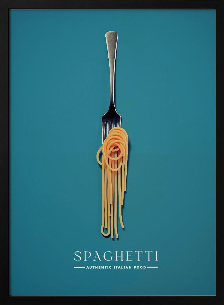 Een vork omwikkeld met spaghetti | Poster