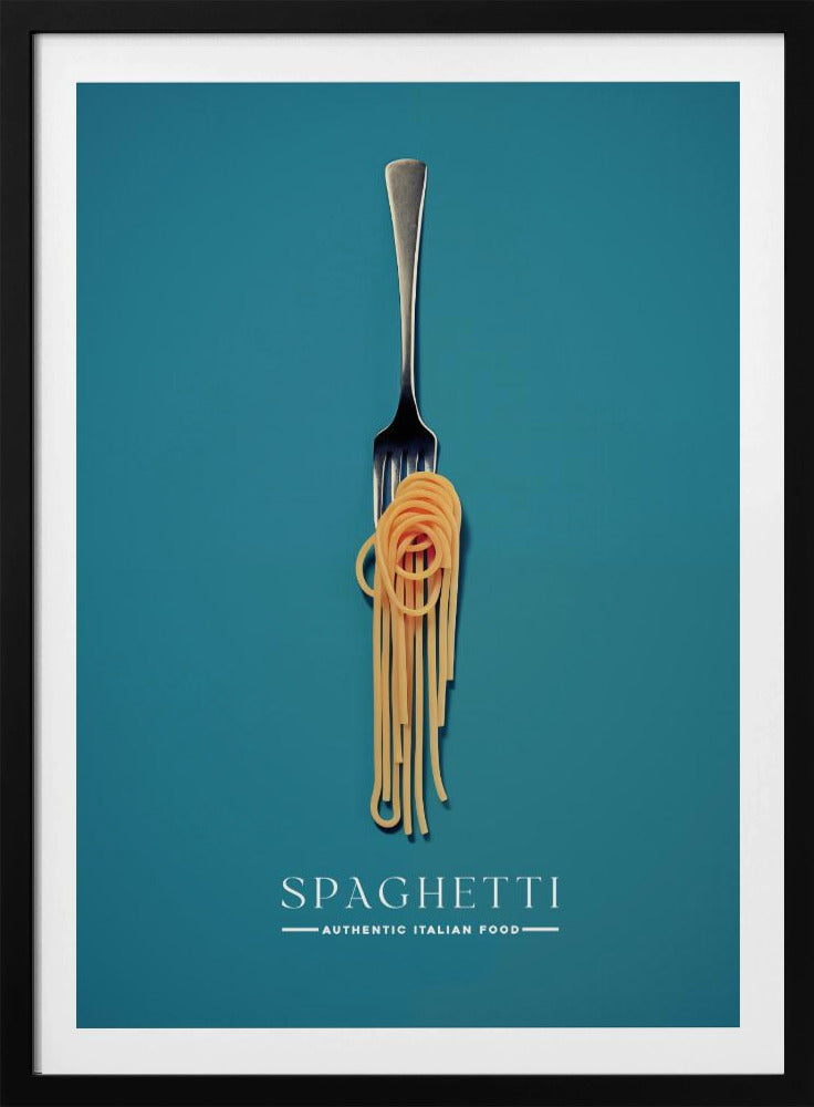 Een vork omwikkeld met spaghetti | Poster