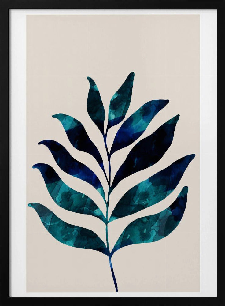 Botanisch ontwerp met donkerblauwe waterverf | Poster