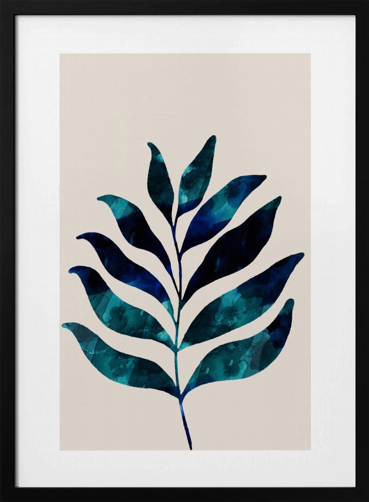 Botanisch ontwerp met donkerblauwe waterverf | Poster