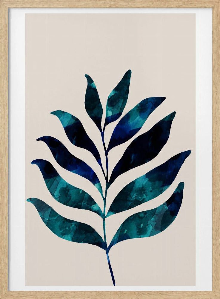 Botanisch ontwerp met donkerblauwe waterverf | Poster
