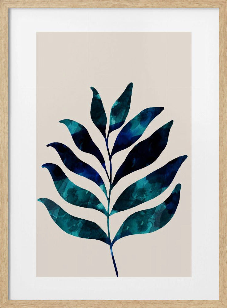 Botanisch ontwerp met donkerblauwe waterverf | Poster