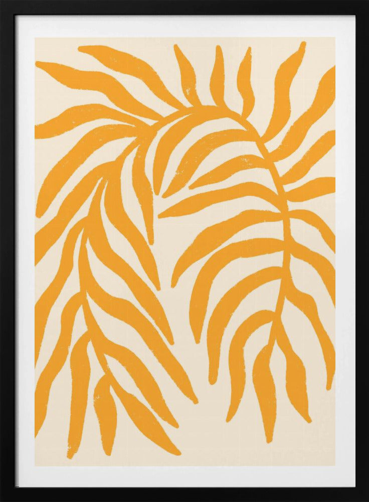 Gele silhouet met textuur van een tak | Poster