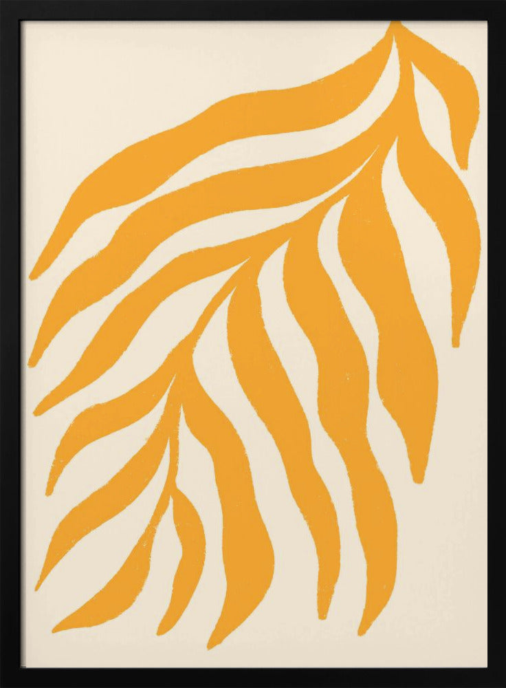 Gele silhouet met textuur van een tak | Poster