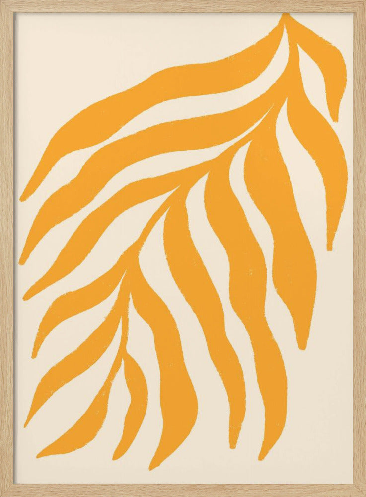 Gele silhouet met textuur van een tak | Poster