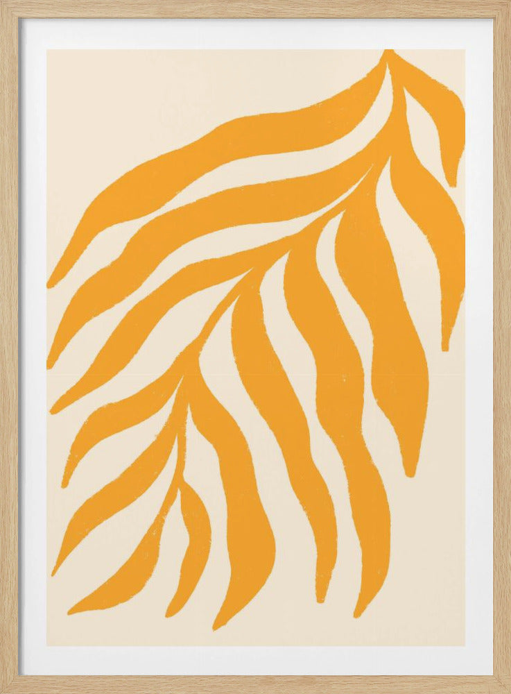 Gele silhouet met textuur van een tak | Poster