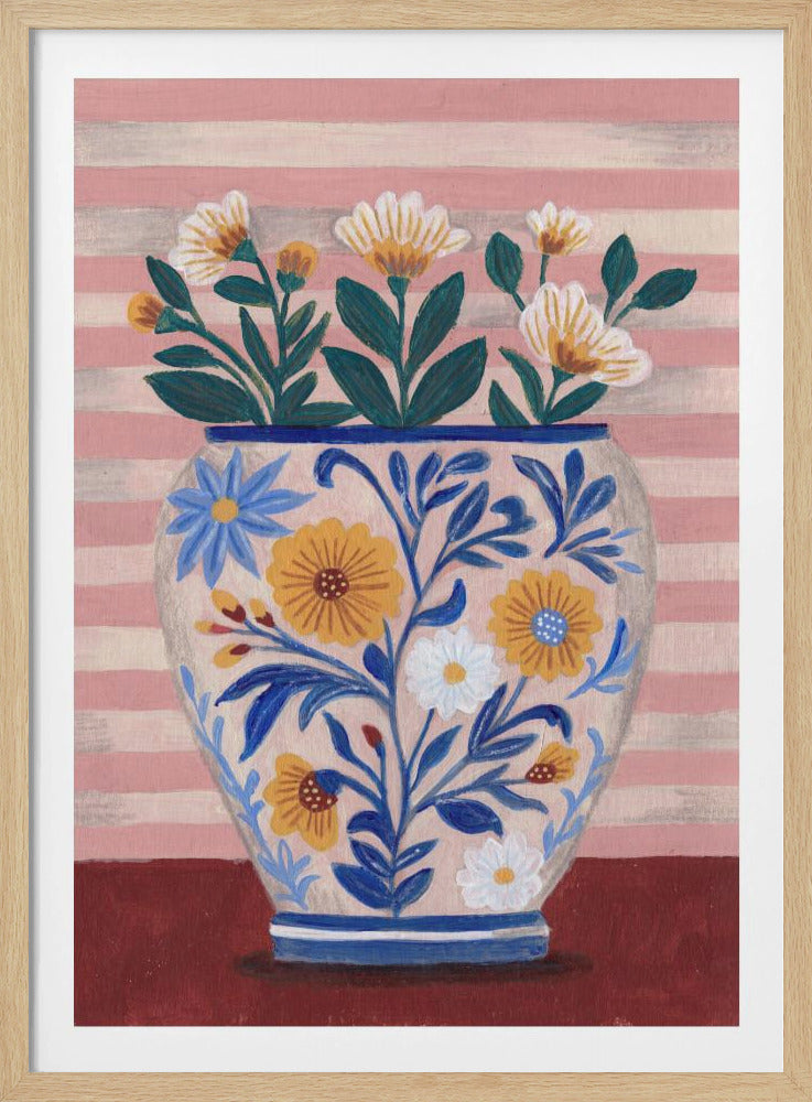 Potted Florals Pastels & Stripes | Poster