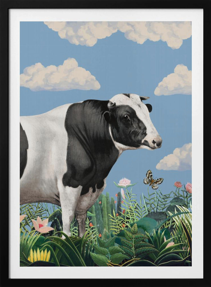 Kleurrijke portretten van blije koeien (inclusief vlinder) | Poster