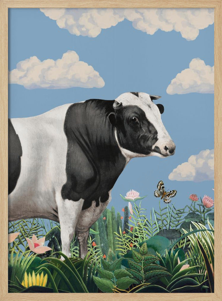 Kleurrijke portretten van blije koeien (inclusief vlinder) | Poster