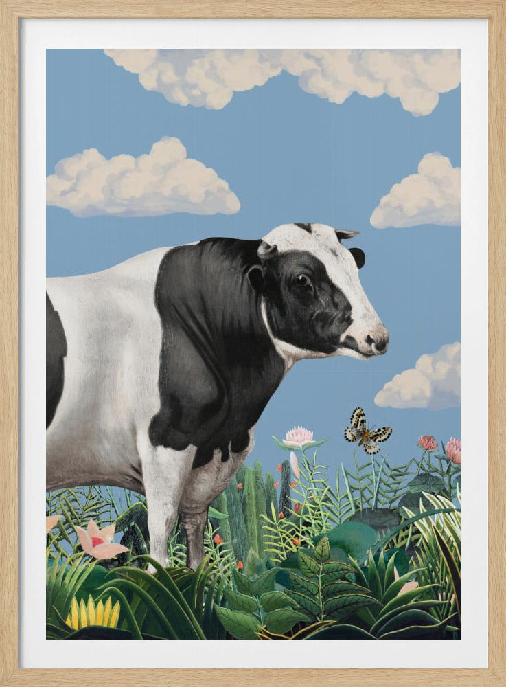 Kleurrijke portretten van blije koeien (inclusief vlinder) | Poster