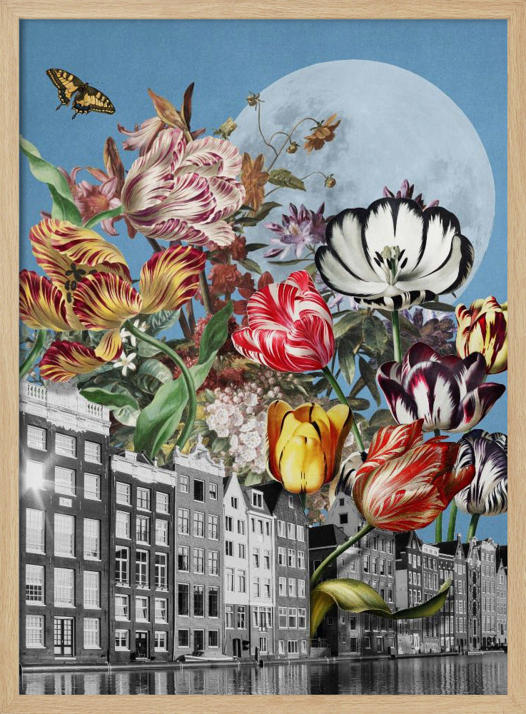 Levendige tulpen en ingewikkelde vlinders | Poster