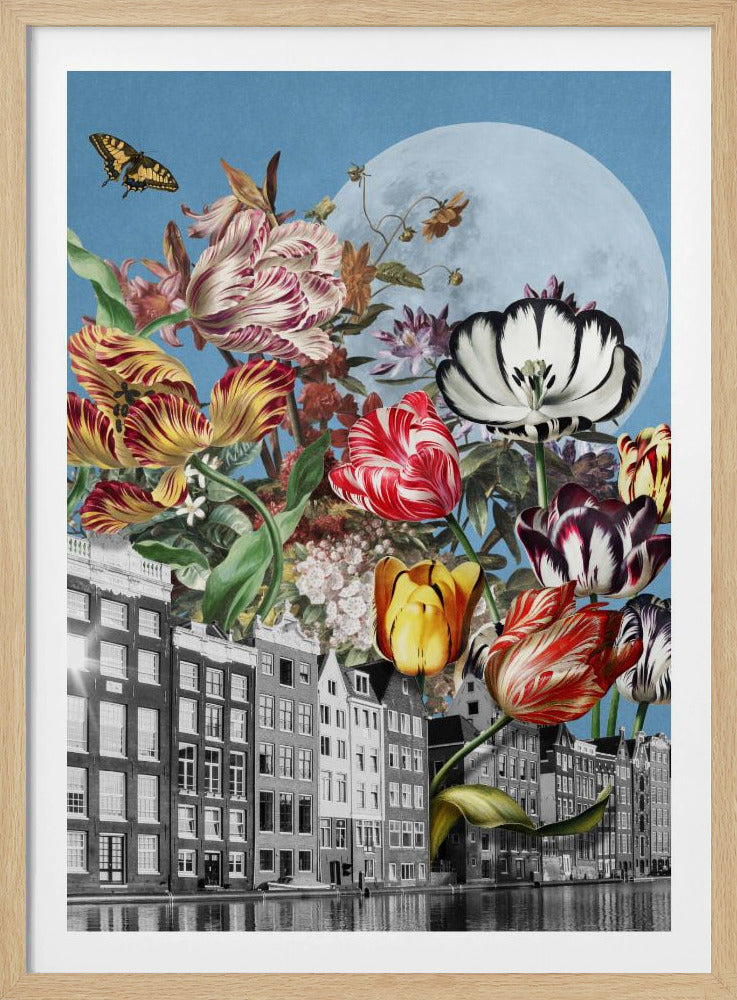 Levendige tulpen en ingewikkelde vlinders | Poster
