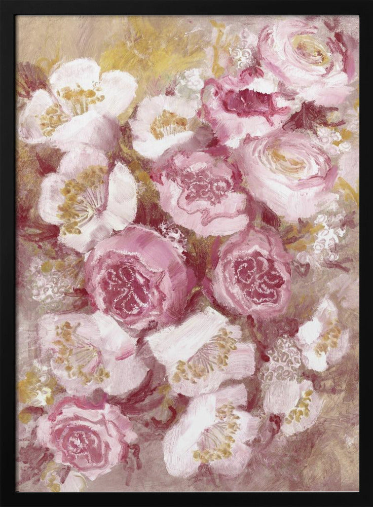 Bloemenboeket met roze rozen | Poster